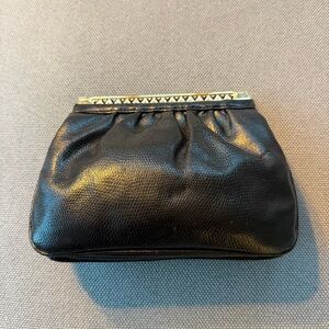 Elan Elegant Black Clutch with Gold Accents